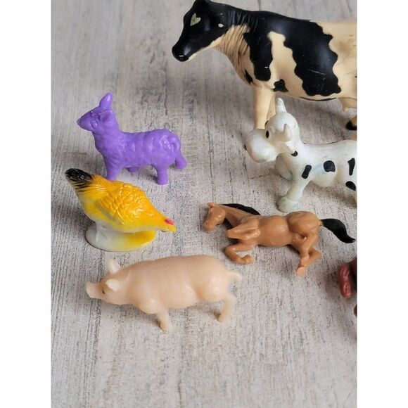 Farm animals variety toy cow chicken pig llama set figure - Picture 3 of 8